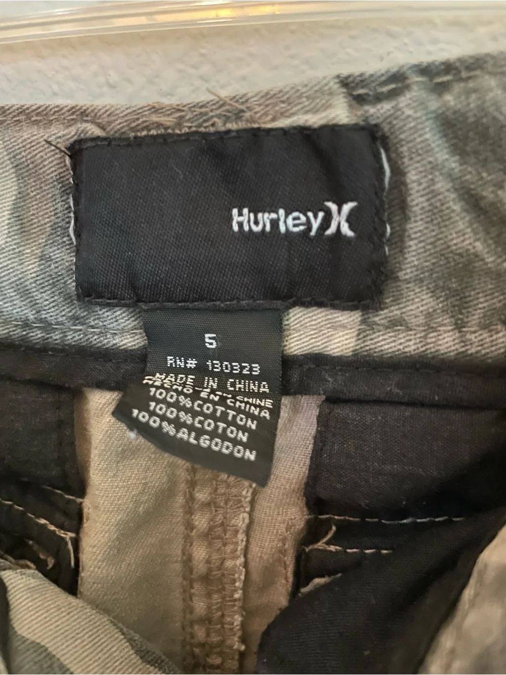 Hurley Olive and Tan Camo Cargo Shorts